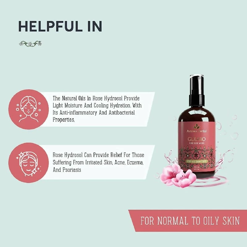 Avimee Herbal Gulabo Pure Rose Water Cleansing & Toning, 110 ml-3.webp